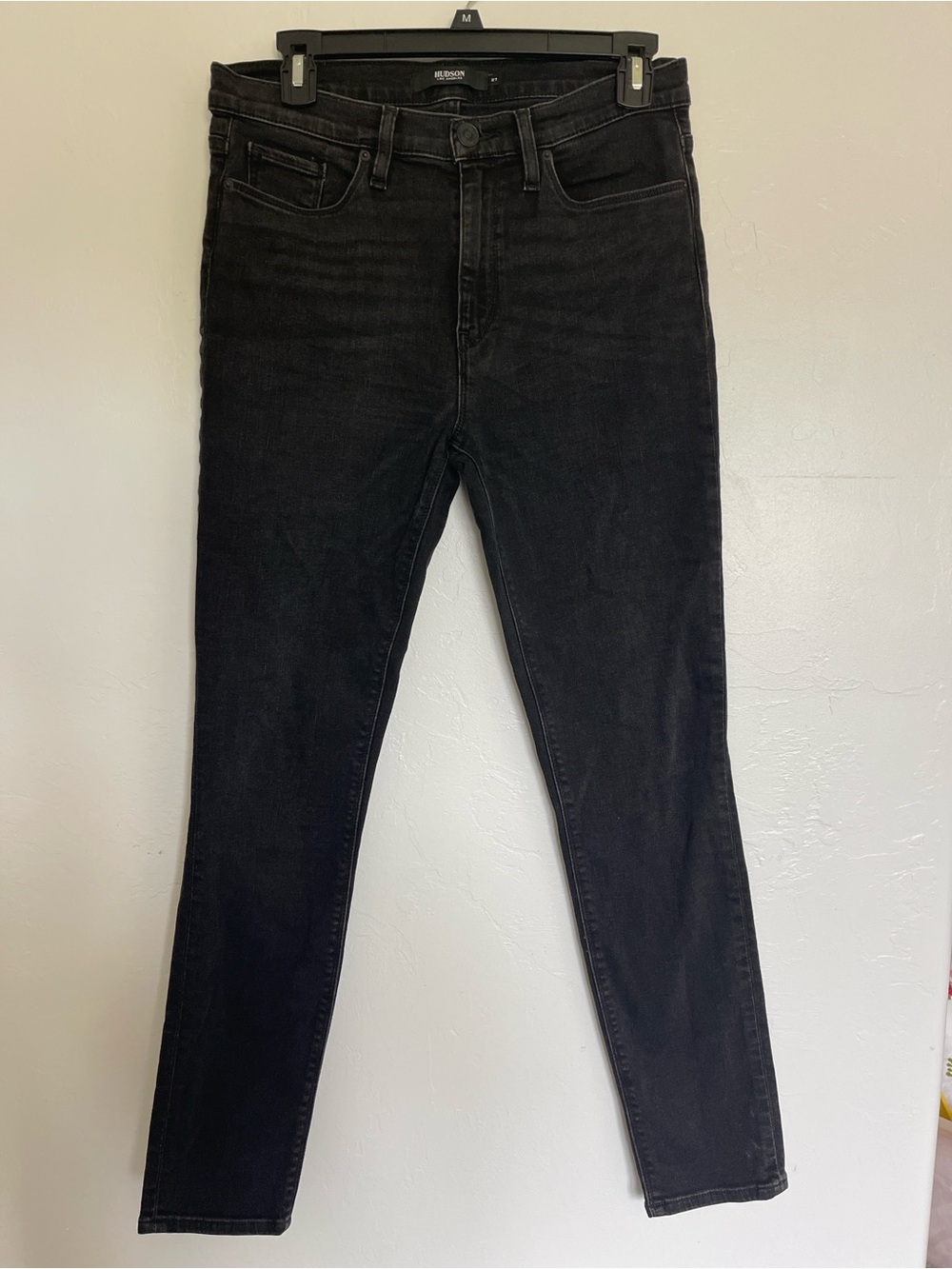 Hudson Women's Black Dark Wash Skinny Denim Jeans Size 27 5-Pocket Button